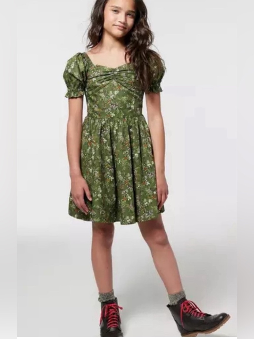 Janie and Jack Tween Girls Green Floral Dress Size 16 Boutique Party Floral